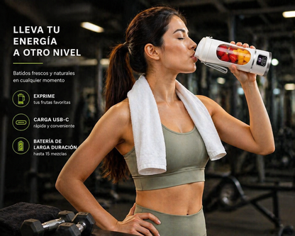Licuadora Portátil USB 450ml de Alta Potencia – 12 Cuchillas, 3 Velocidades, Recargable, Batidos Perfectos en Segundos en Casa o Gym