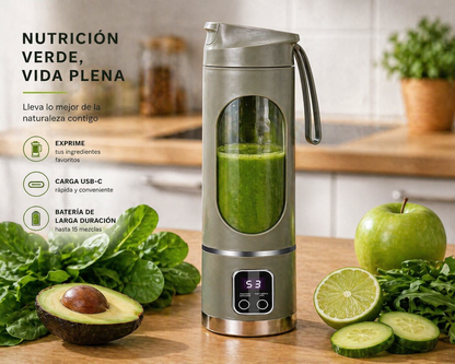 Licuadora Portátil USB 450ml de Alta Potencia – 12 Cuchillas, 3 Velocidades, Recargable, Batidos Perfectos en Segundos en Casa o Gym