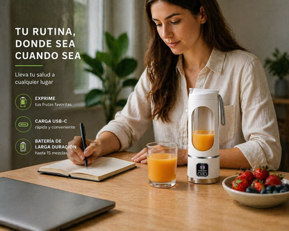 Licuadora Portátil USB 450ml de Alta Potencia – 12 Cuchillas, 3 Velocidades, Recargable, Batidos Perfectos en Segundos en Casa o Gym