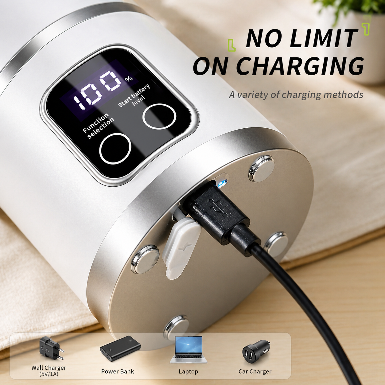 Licuadora Portátil USB 450ml de Alta Potencia – 12 Cuchillas, 3 Velocidades, Recargable, Batidos Perfectos en Segundos en Casa o Gym