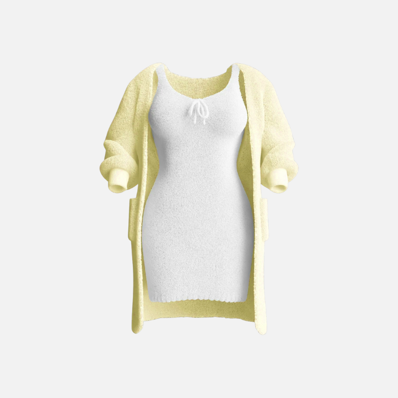 Robe en tricot jaune
